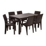 COMBO MESA RATÁN + 6 SILLAS CORSA CAFÉ PICA