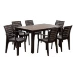 COMBO MESA MADEIRA + 6 SILLAS MADEIRA CORSA CAFE PICA