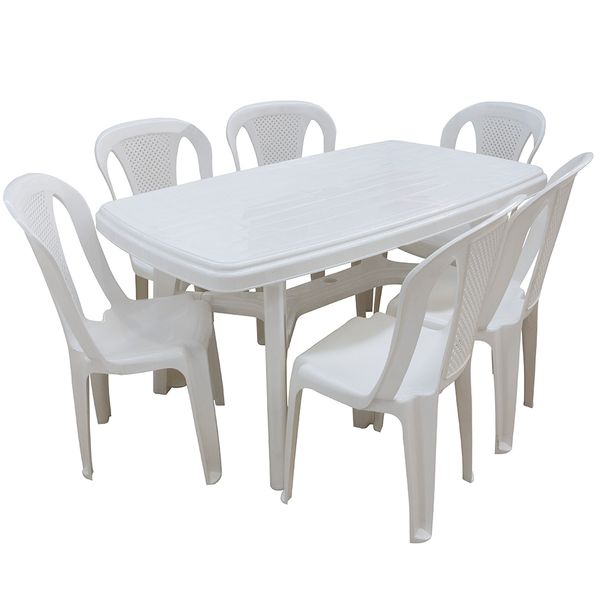 D2021 - JUEGO COMEDOR MESA Y 6 SILLAS - BLANCO