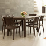 COMBO DE COMEDOR RATÁN + 6 SILLAS CON BRAZO CAFÉ OSCURO PICA - Image 2